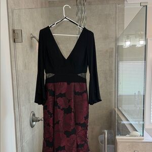 XSCAPE Elegant Black and Red Floral Dress